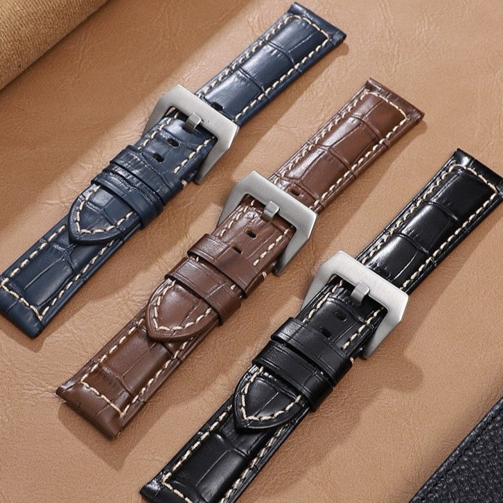 Alligator Grain Leather Watch Strap - Green