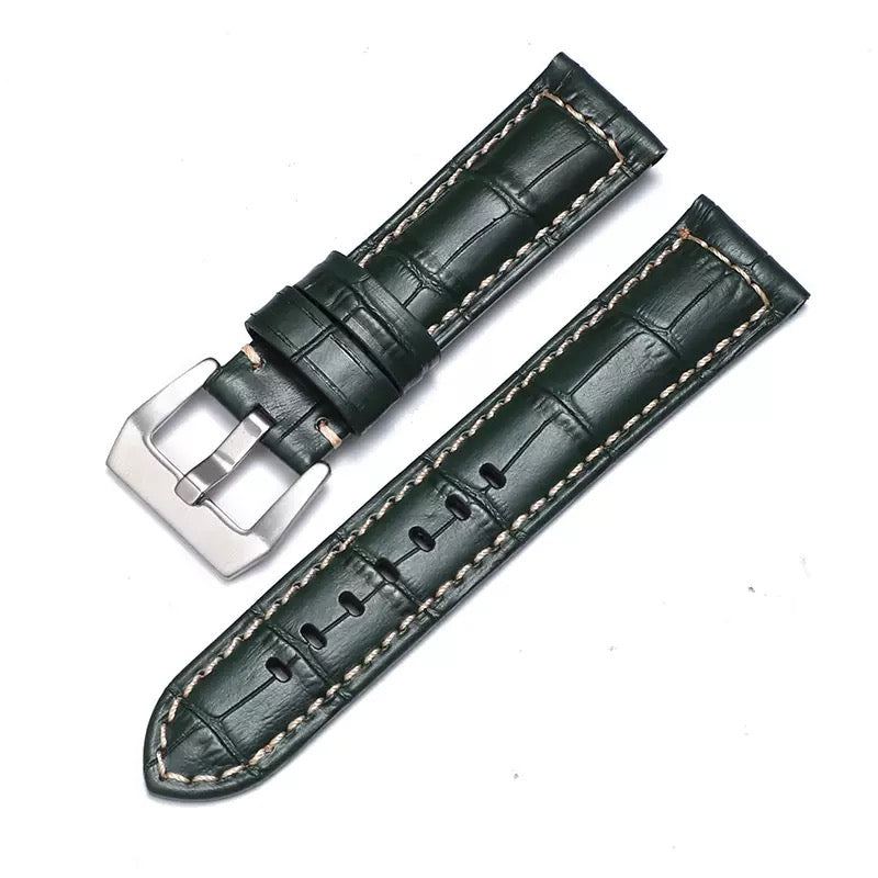 Alligator Grain Leather Watch Strap - Black