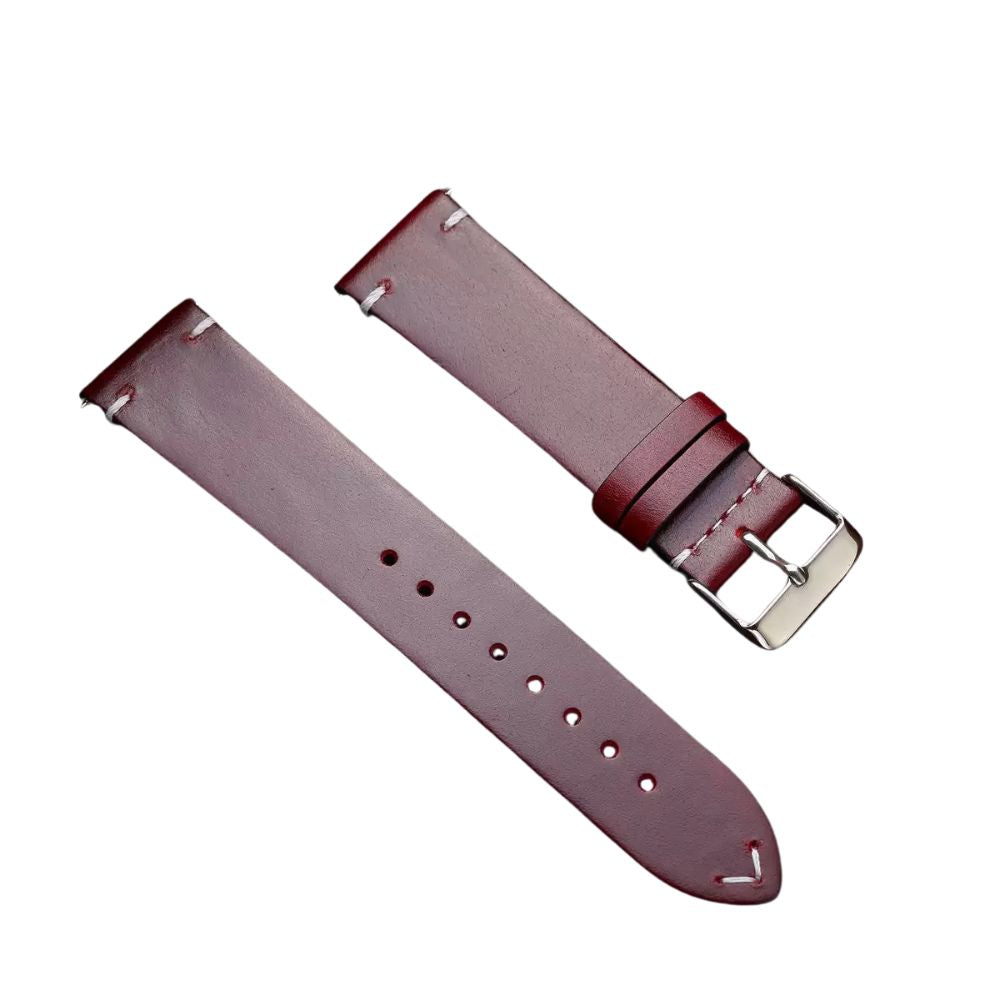 Full Grain Oil Wax Leather Watch Strap - Blue
