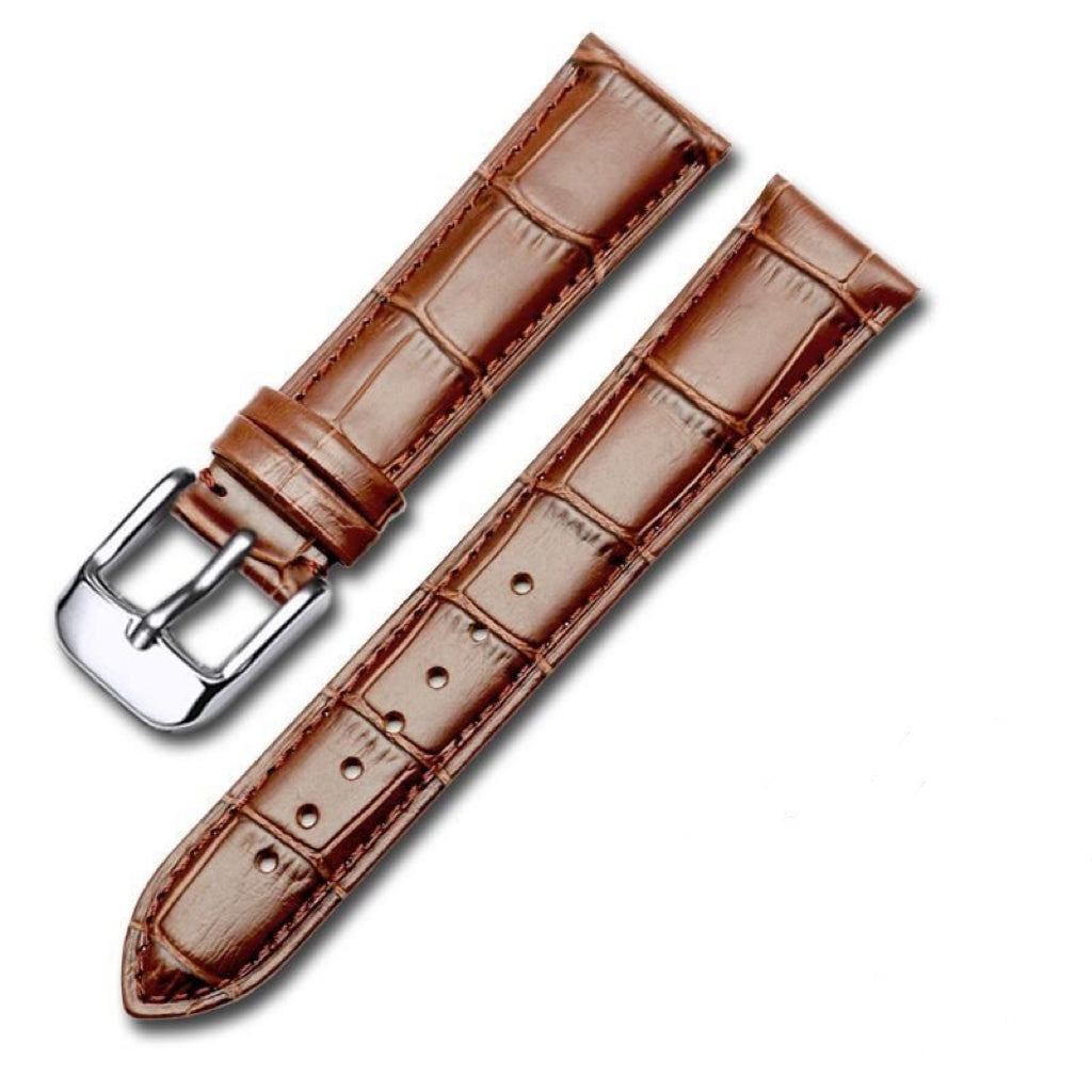 Crocodile Grain Cow Leather Watch Strap - Dark Green