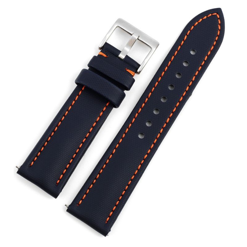 Sailcloth Nylon Watch Strap - Black with Blue Stitches