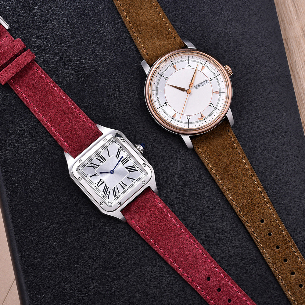 Suede Leather Watch Strap - Grey