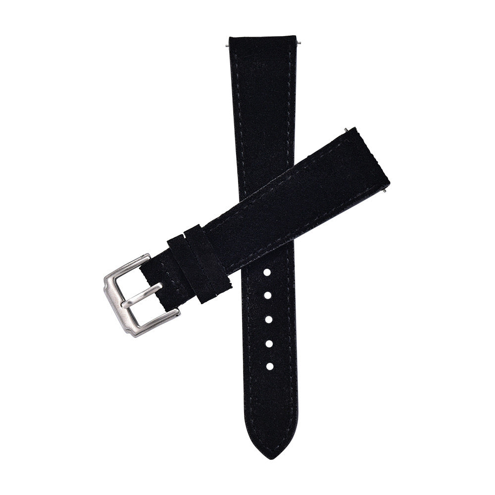 Suede Leather Watch Strap - Black