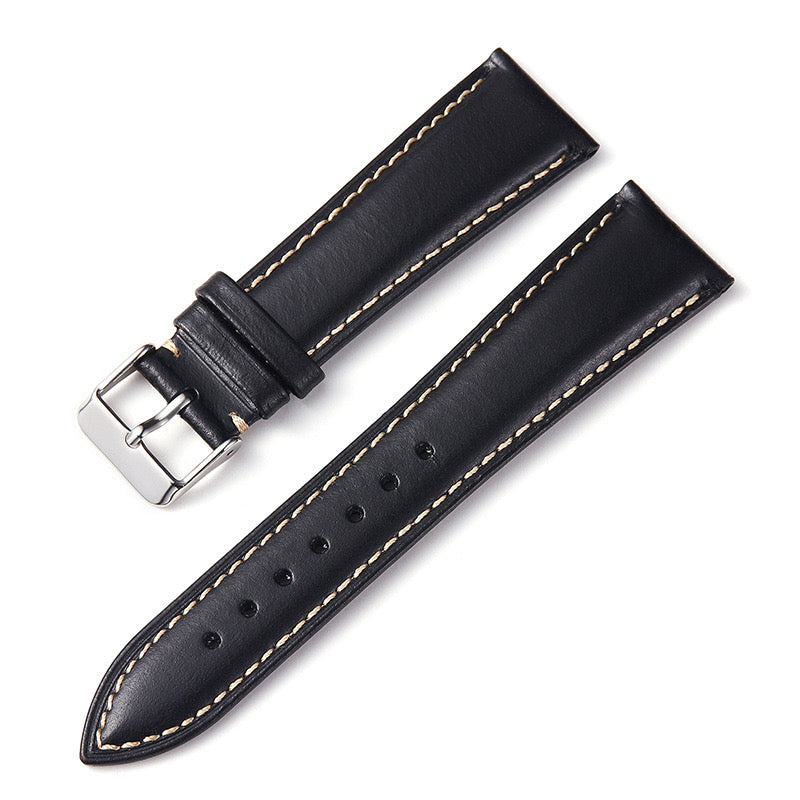 Leather Watch Strap with Stitches - Brown