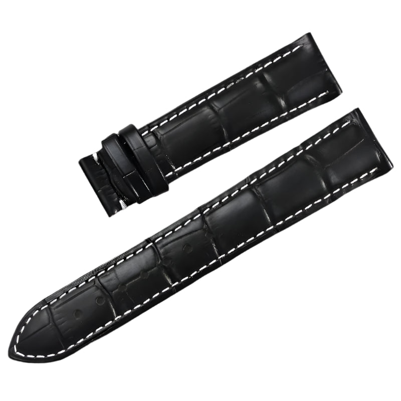 Crocodile Grain Cow Leather Watch Strap - Dark Blue