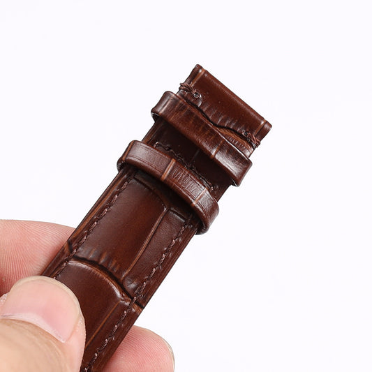 Crocodile Grain Cow Leather Watch Strap - Brown