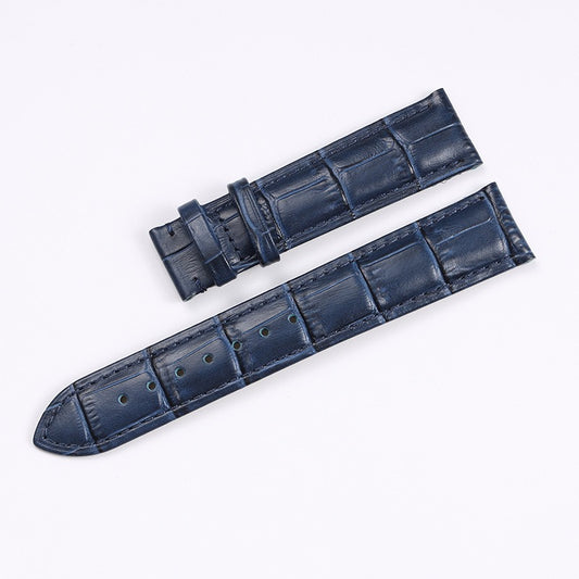 Crocodile Grain Cow Leather Watch Strap - Dark Blue