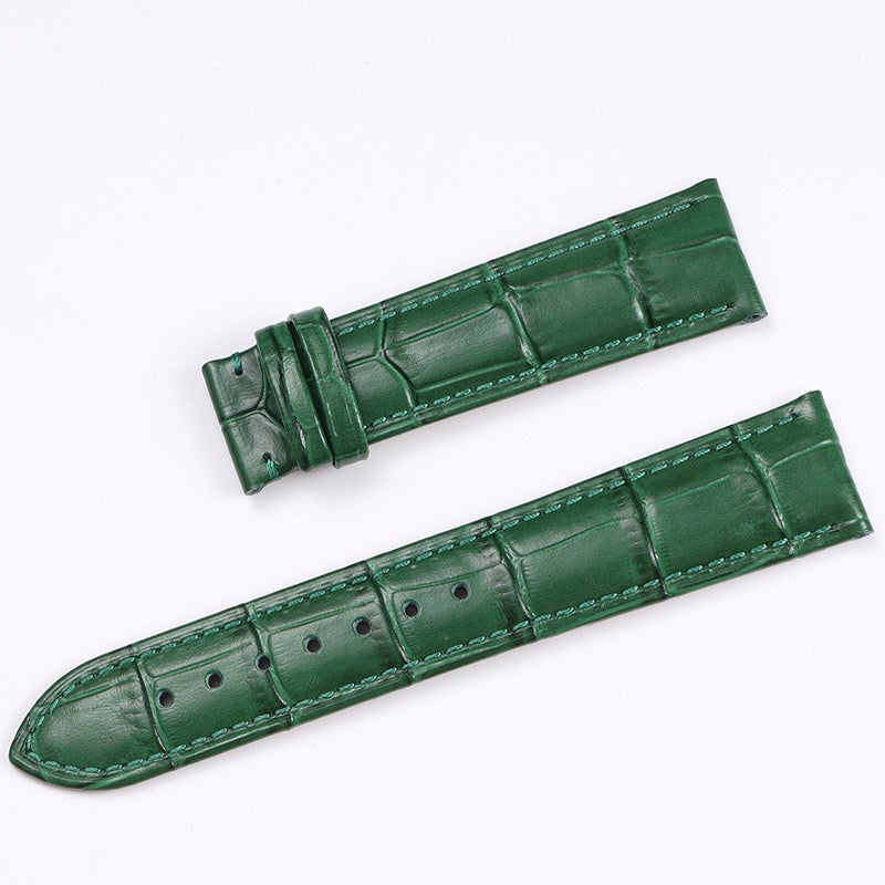 Crocodile Grain Cow Leather Watch Strap - Dark Blue