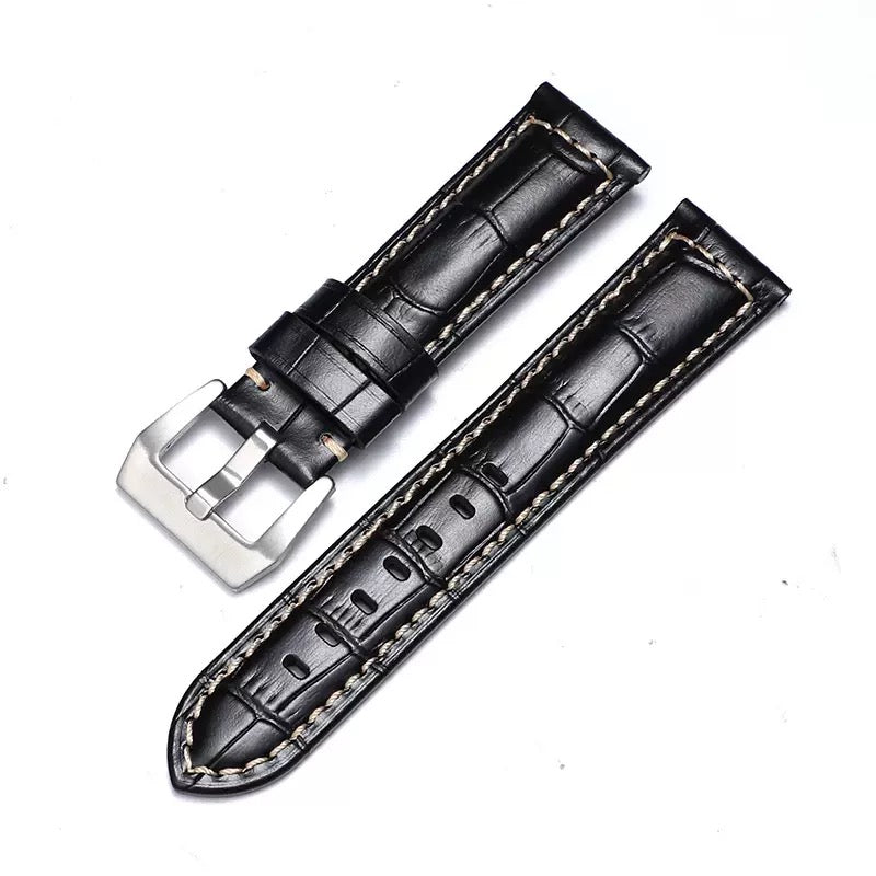 Alligator Grain Leather Watch Strap - Brown