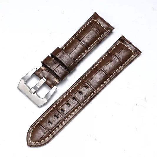 Alligator Grain Leather Watch Strap - Brown