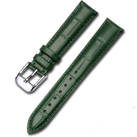 Crocodile Grain Cow Leather Watch Strap - Dark Green